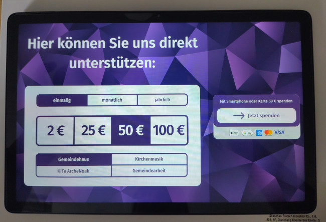 Bidschirm-twn-Spendenterminal